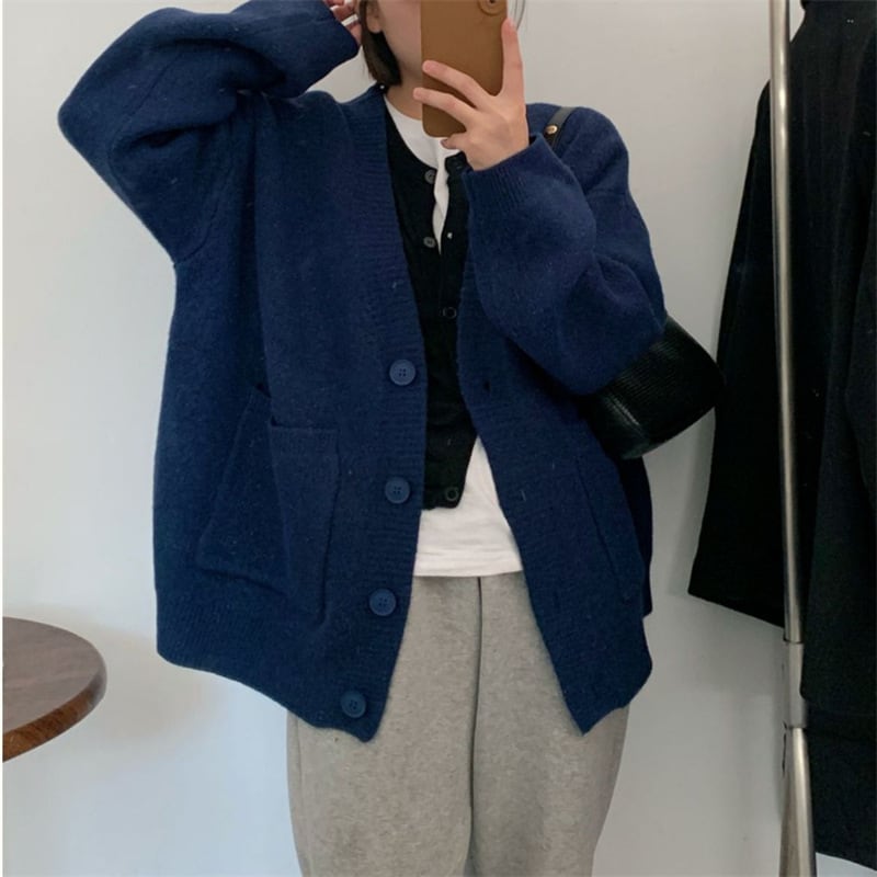 【dress】無地Vネックニットカーディガン　M17703