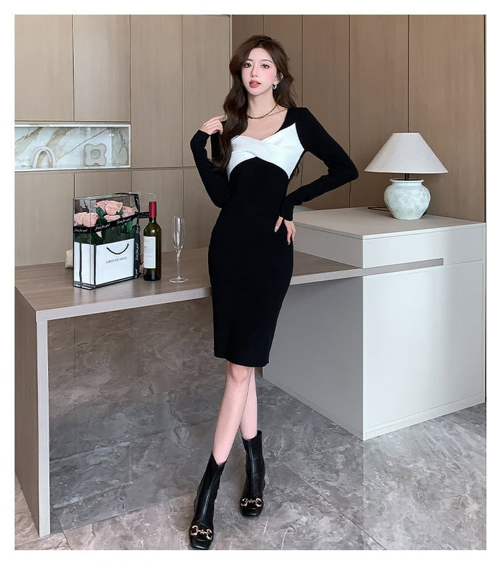 【dress】人気上昇中 chicファッションニットワンピース　M17606