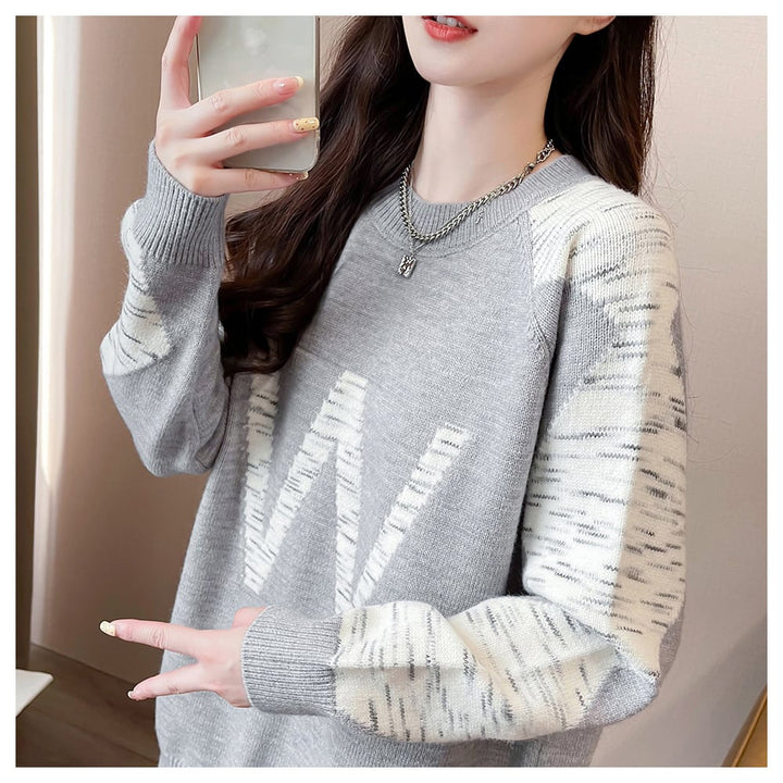 【tops】ジャカードニットセーター　M26572