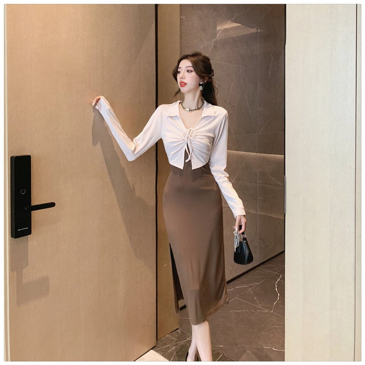 【dress】好感度UP切り替えスリットデートワンピース　M17625