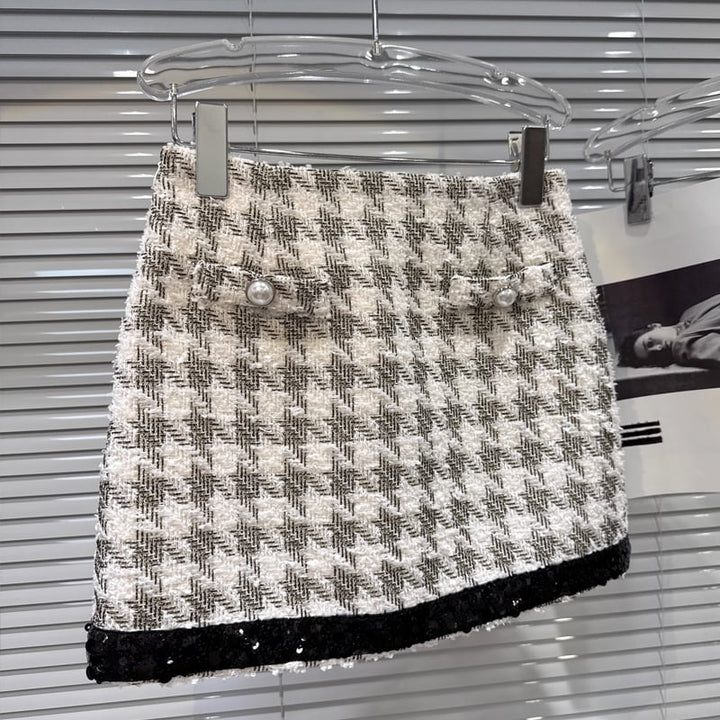 【bottoms】スパンコール付きツイードショートパンツ Q7449