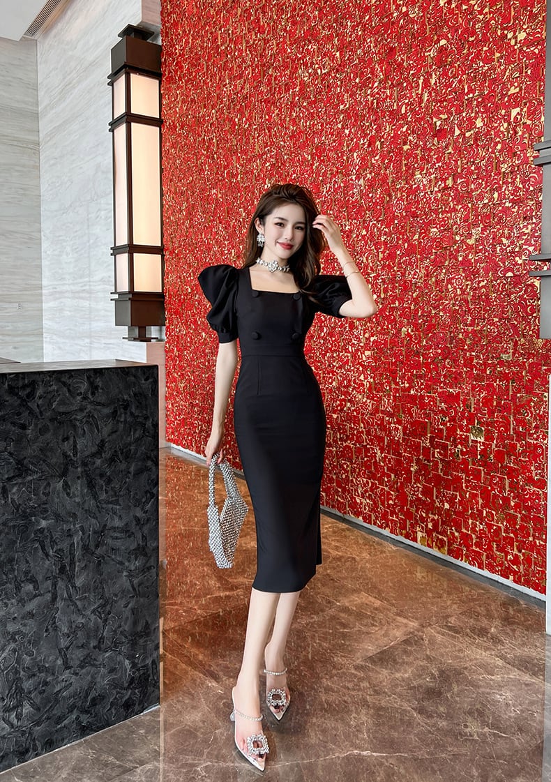 【dress】パフスリーブワンピース　M23076