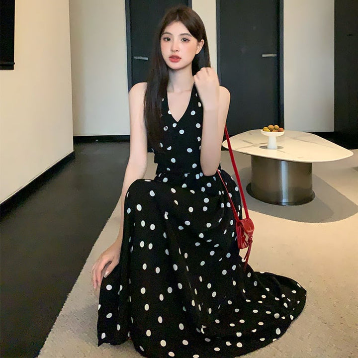 【dress】バックリボンドット柄ワンピース　M24012
