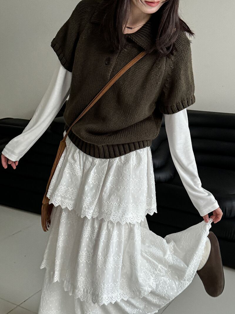 【tops】ショートスリーブニットトップス Q7764