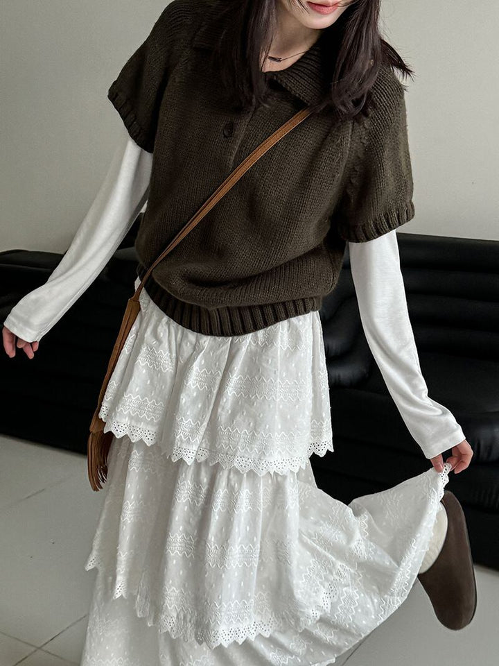 【tops】ショートスリーブニットトップス Q7764