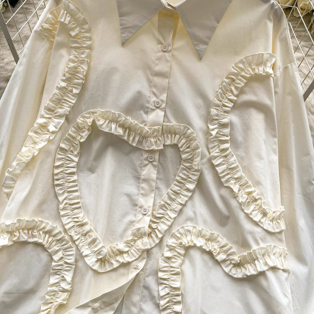 【tops】フリル人気デザインシャツブラウス　M29782