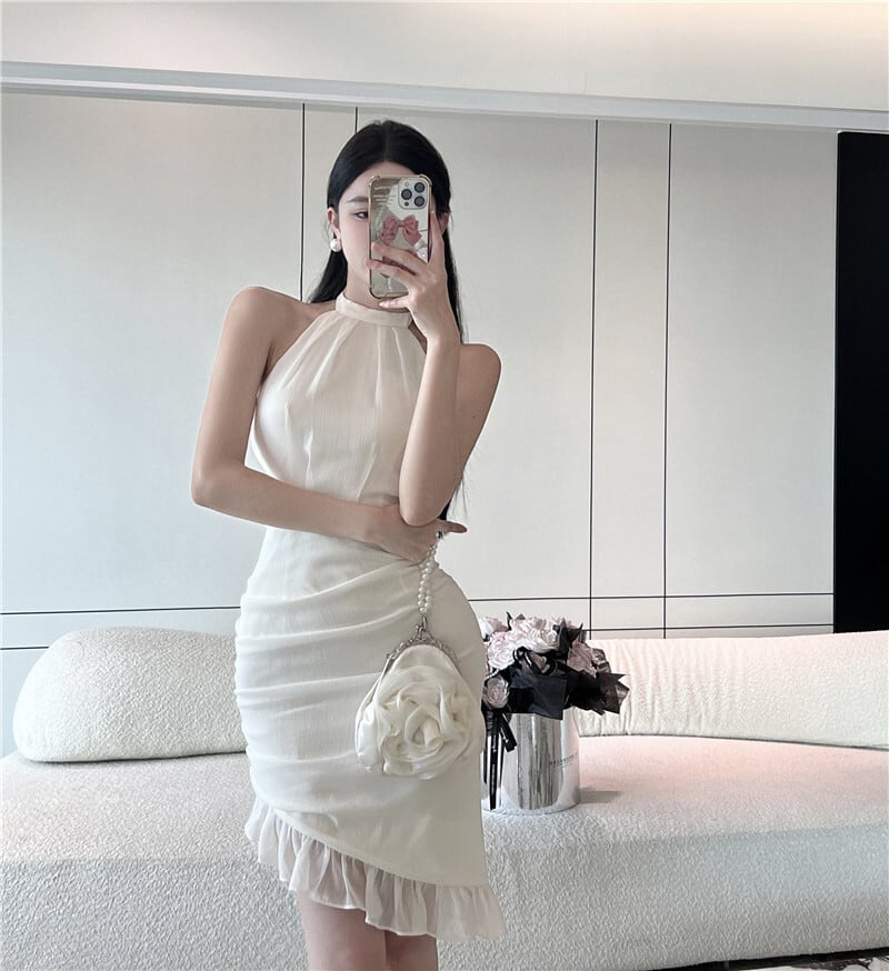 【dress】フリル不規則 イレギュラーセクシーワンピース　M16890