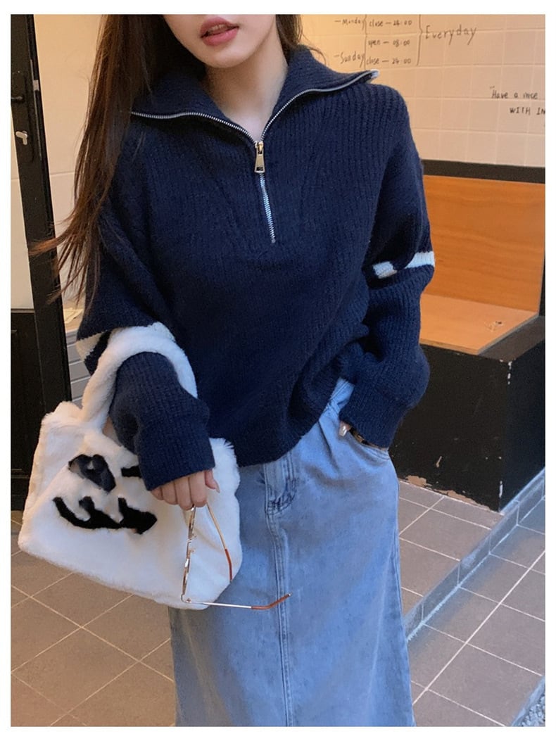 【tops】ファスナーニットセーター　M25995