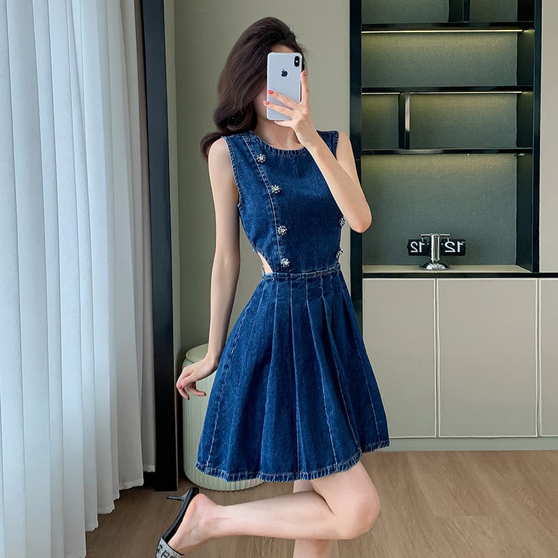 【dress】ノースリーブデニムワンピース　M24160