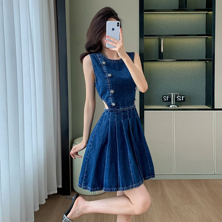 【dress】ノースリーブデニムワンピース　M24160