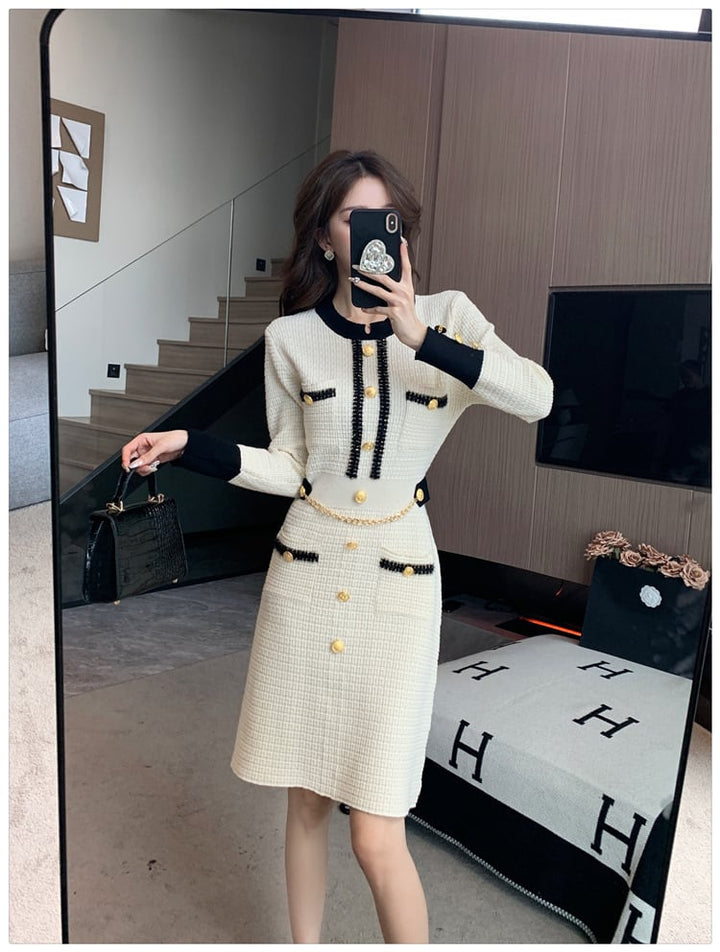 【dress】アウトポケットニットワンピース　M17902