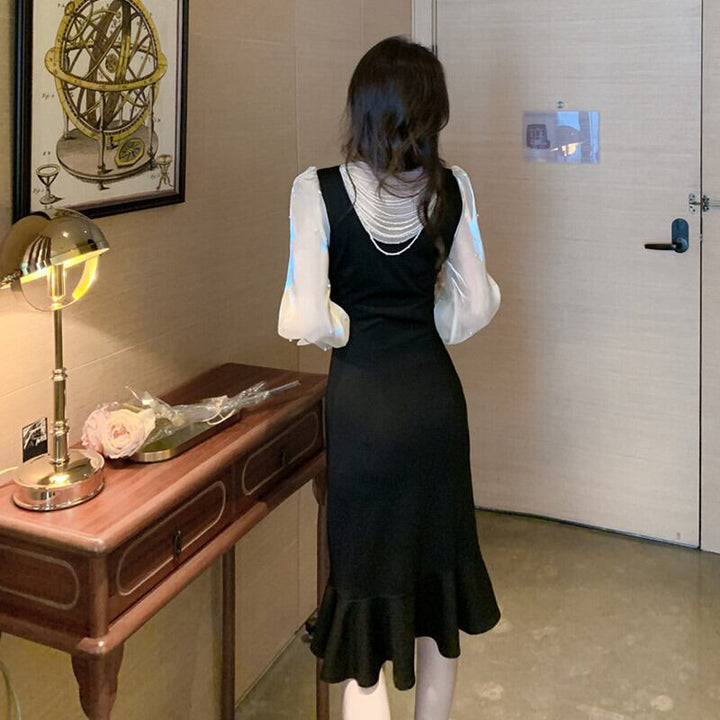 【dress】高級感 エレガントオシャレ切り替えワンピース　M17480