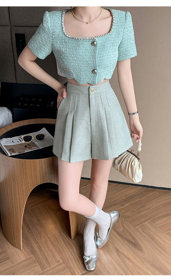 【bottoms】プリーツショートパンツ　M29365