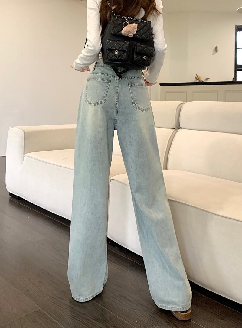 【bottoms】ビジューデニムワイドパンツ　M29790