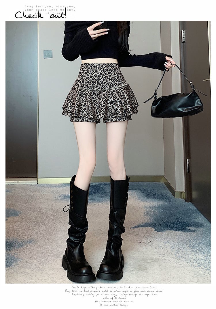 【bottoms】ヒョウ柄キュロットパンツ　M26580