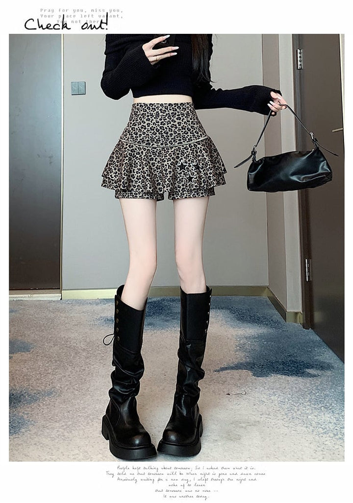 【bottoms】ヒョウ柄キュロットパンツ　M26580