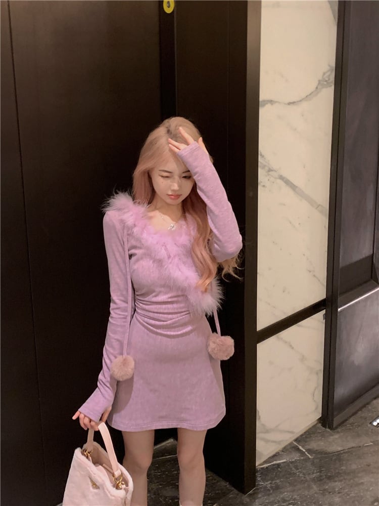 【dress】ファーワンピース　M20192