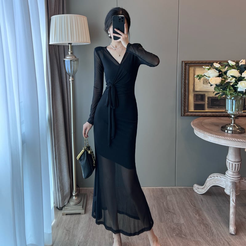 【dress】Vネックマーメイドデートワンピース　M17716