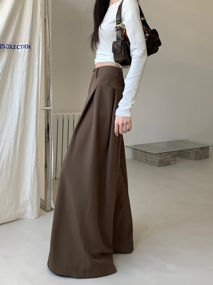 【bottoms】ストレートハイウエストワイドパンツ　M29763