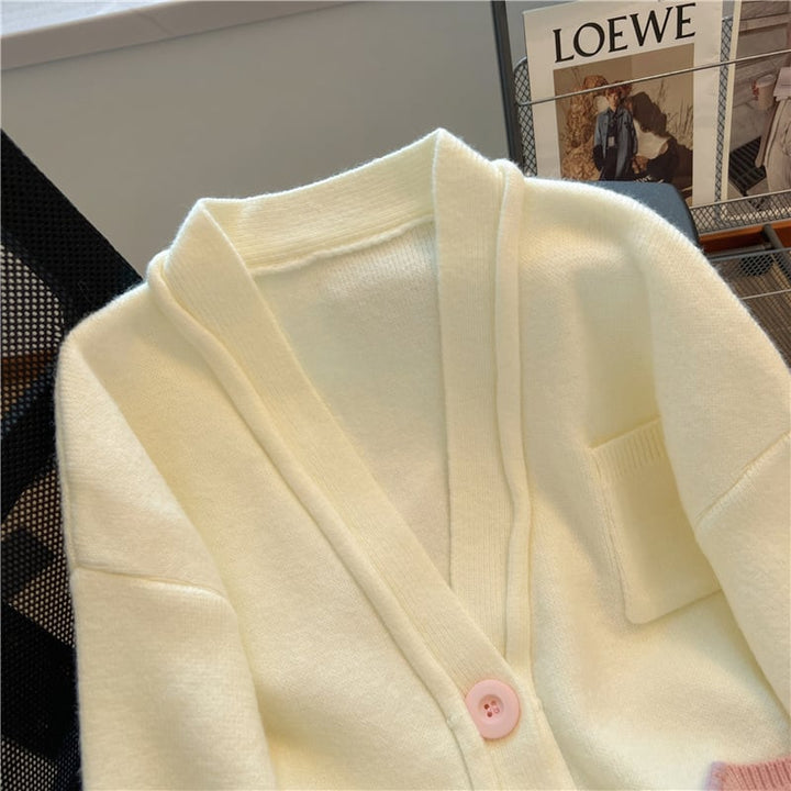 【outer】Vネックニットカーデ　M18388