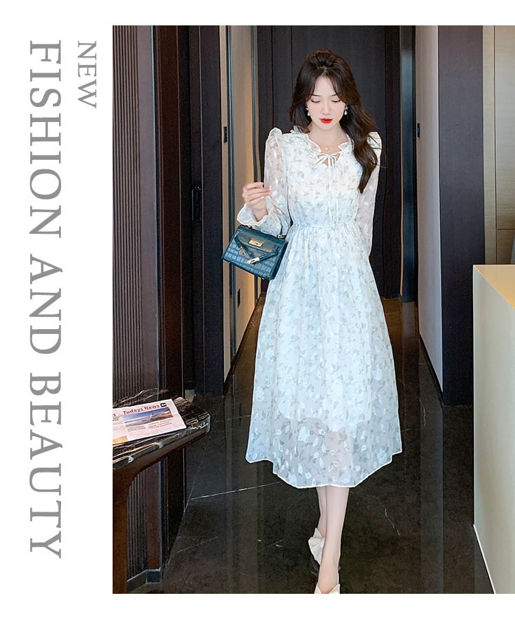 【dress】早い者勝ちVネック一目惚れ清新花柄ワンピース　M17030
