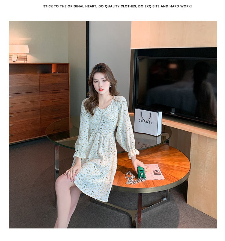 【dress】好感度UP一目惚れ清新花柄ワンピースオシャレ　M17068