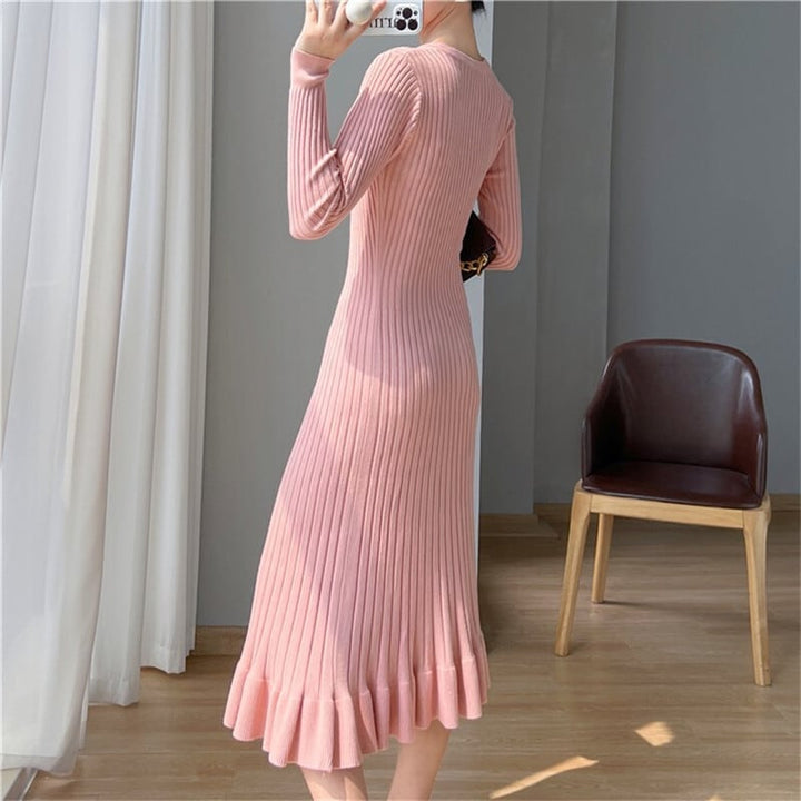 【dress】フリルニットワンピース　M18383