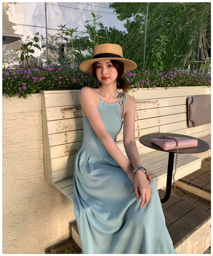 【dress】ニット切り替えワンピース