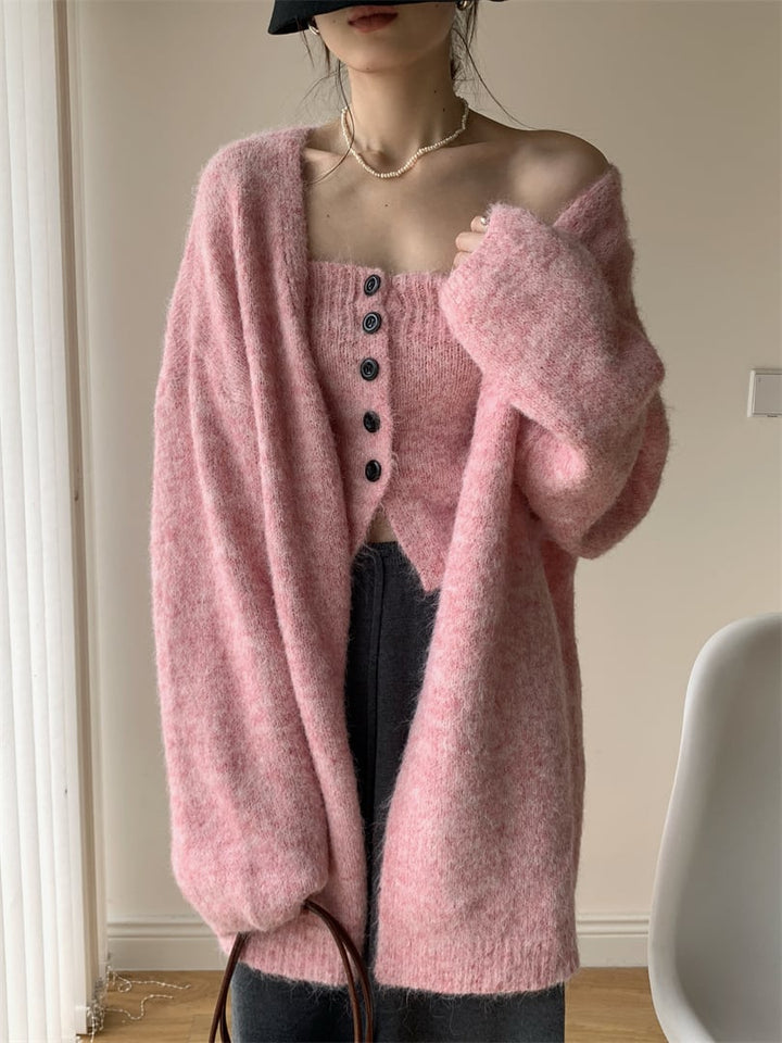 【set】ニットベアトップ×カーディガンセット　M26758