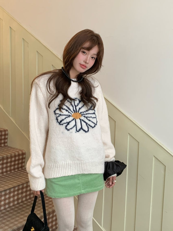 【tops】刺繍ニットセーター　M28269