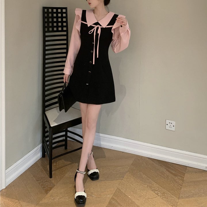 【dress】目立つ！スウィート切り替えデートワンピース　M17377