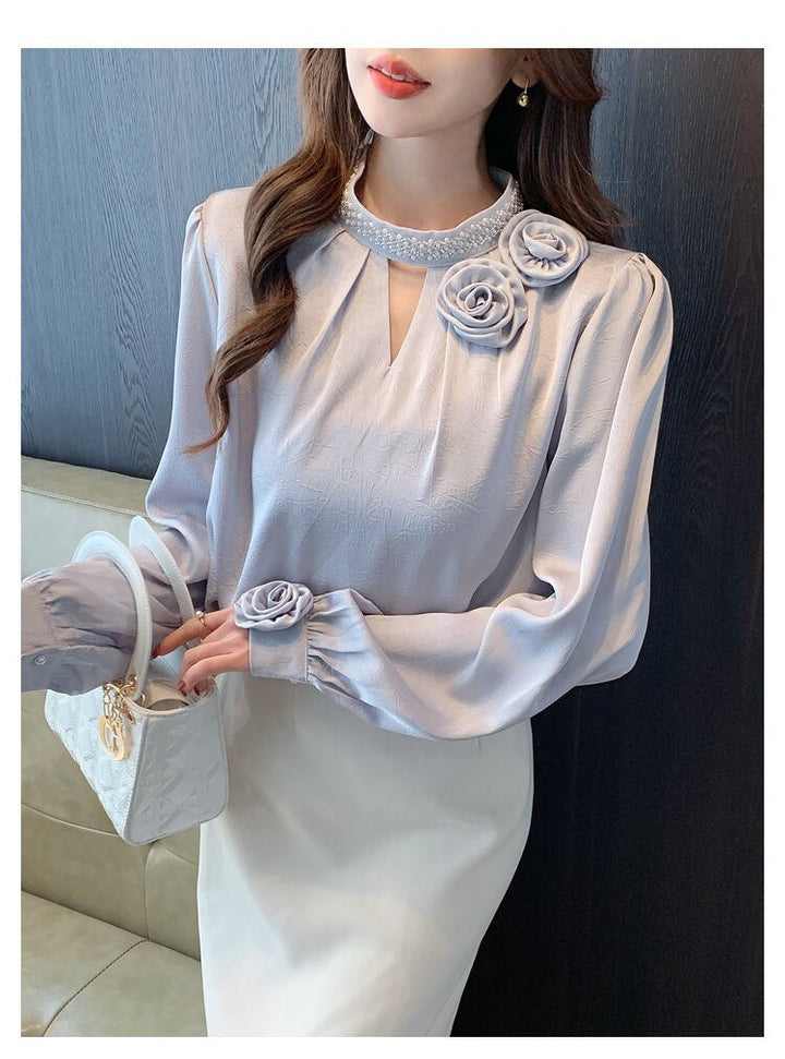 【tops】立体フラワーシャツトップス　M28972
