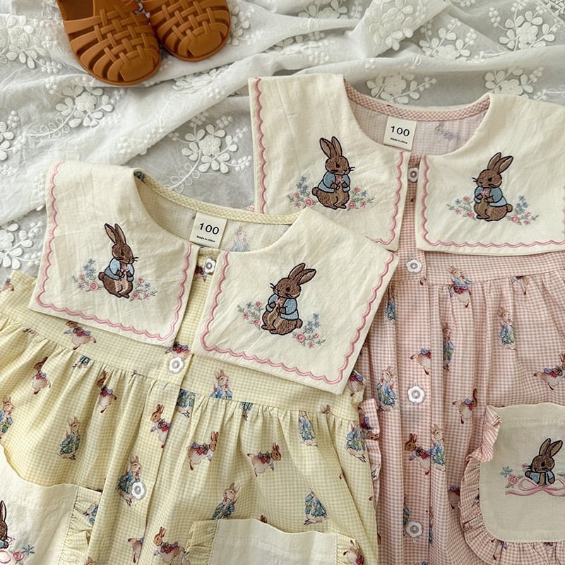 【kids】バニー刺繍ワンピース K0550