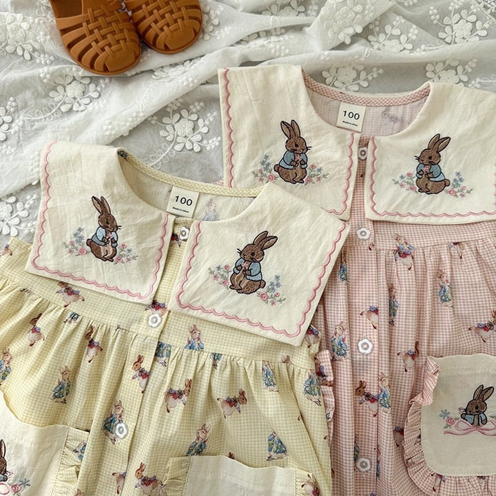 【kids】バニー刺繍ワンピース K0550