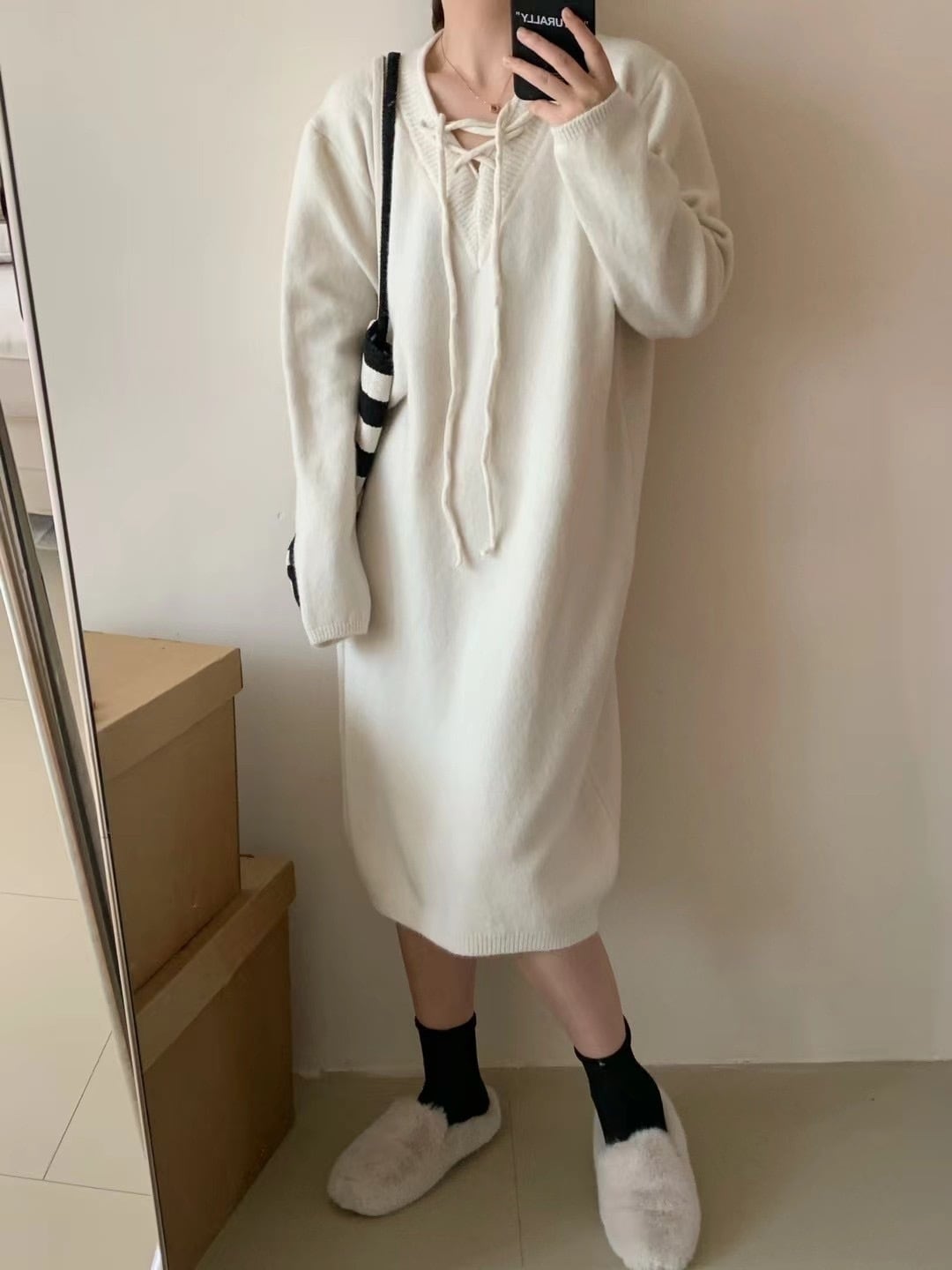 【dress】無地ニットワンピース　M18467