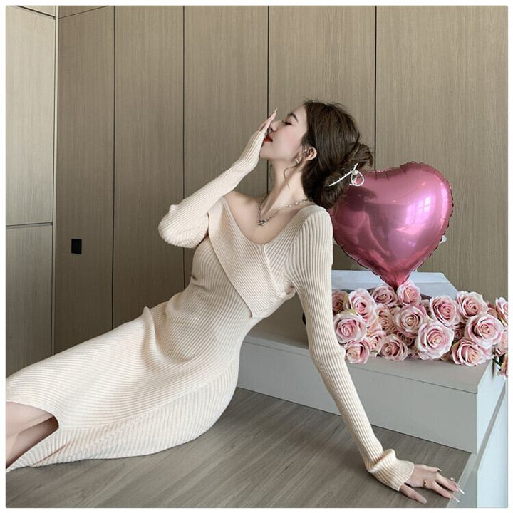 【dress】スリットニットワンピース　M28091