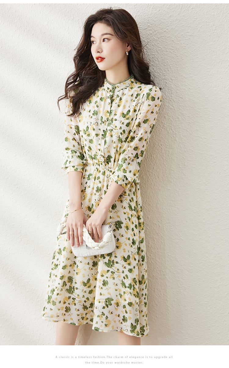 【dress】大人らしい スウィート花柄ワンピース着瘦せ　M17384