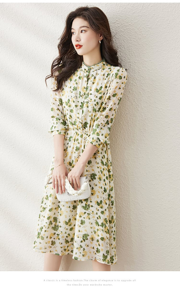 【dress】大人らしい スウィート花柄ワンピース着瘦せ　M17384