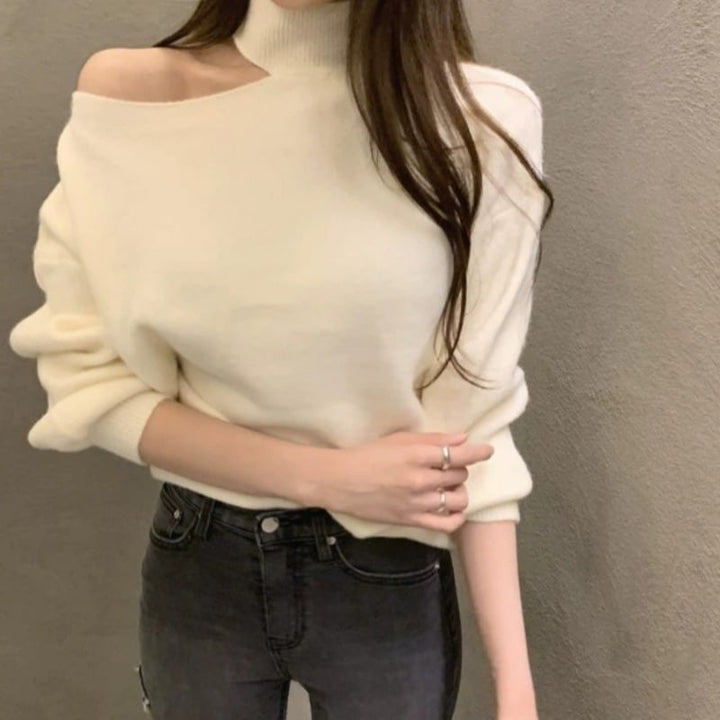 【tops】オフショルダーニットセーター　M26609