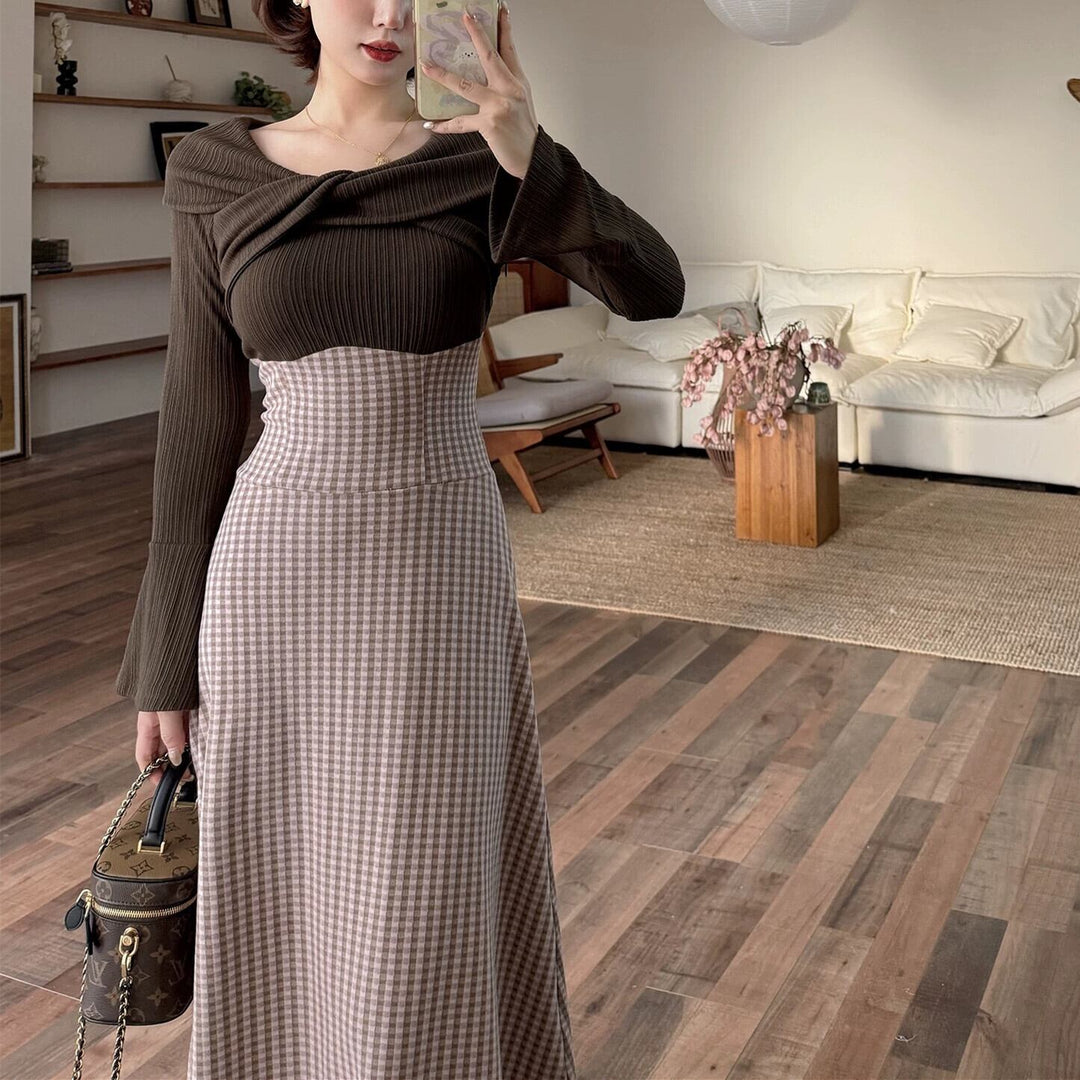 【dress】ツイストクロスドッキングワンピース 　N3398