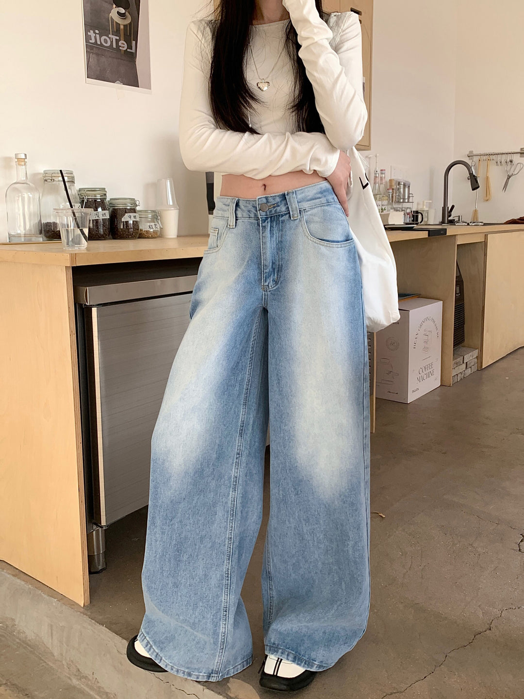 【bottoms】デニムワイドパンツ　M29496