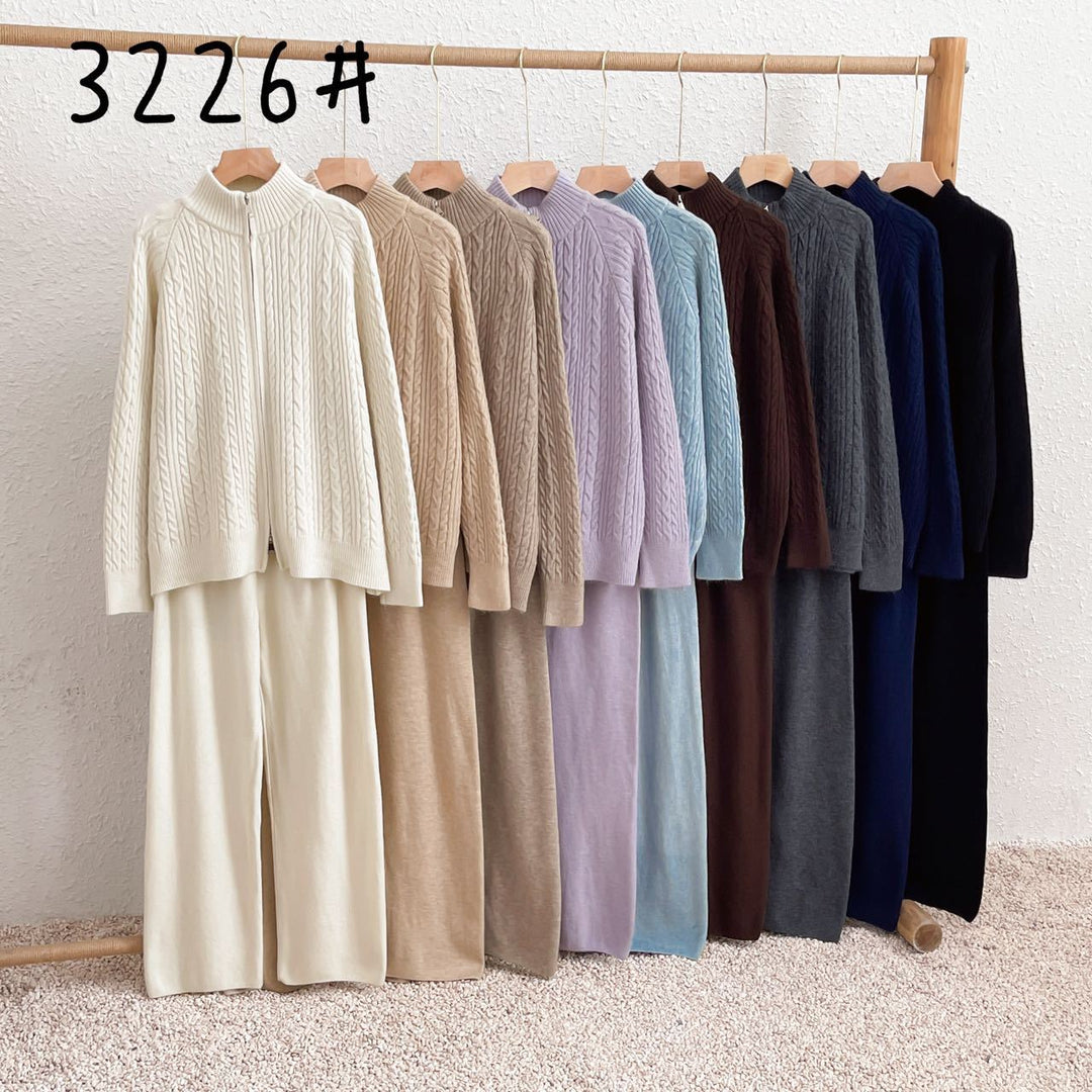 【set】ニットカーデ×ワイドパンツセット　M25811