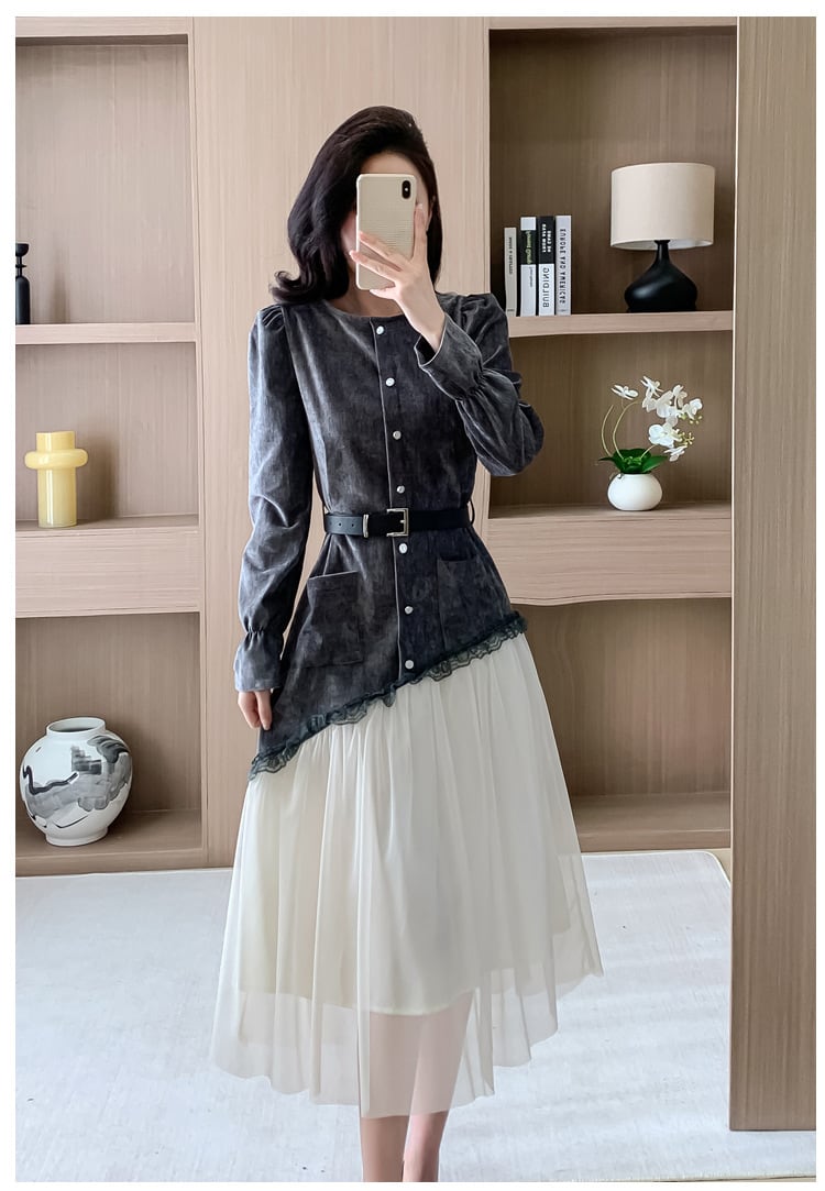 【dress】チュールコンビワンピース　M29588