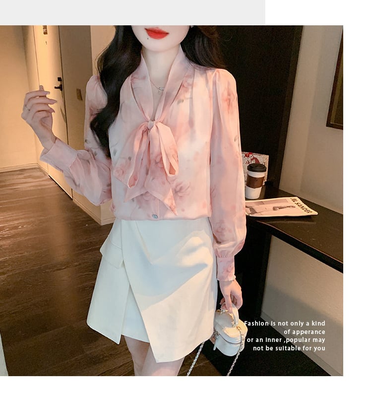 【tops】リボン付きシャツトップス　M21687