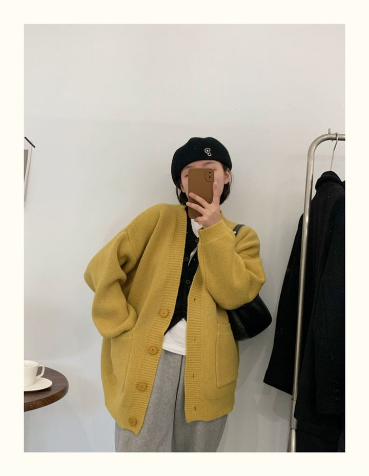 【dress】無地Vネックニットカーディガン　M17703