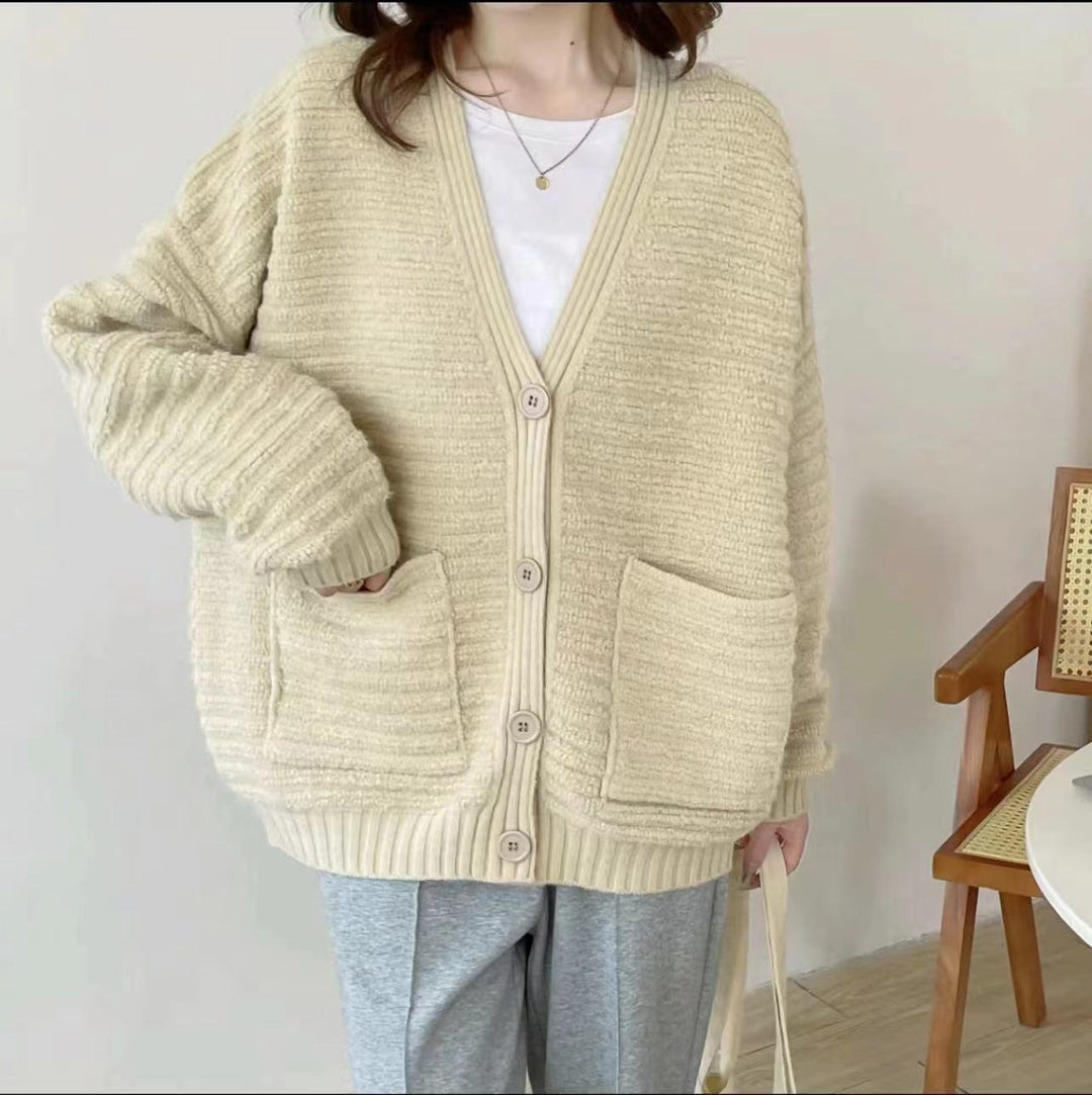 【outer】Vネックアウトポケットニットカーディガン　M17796