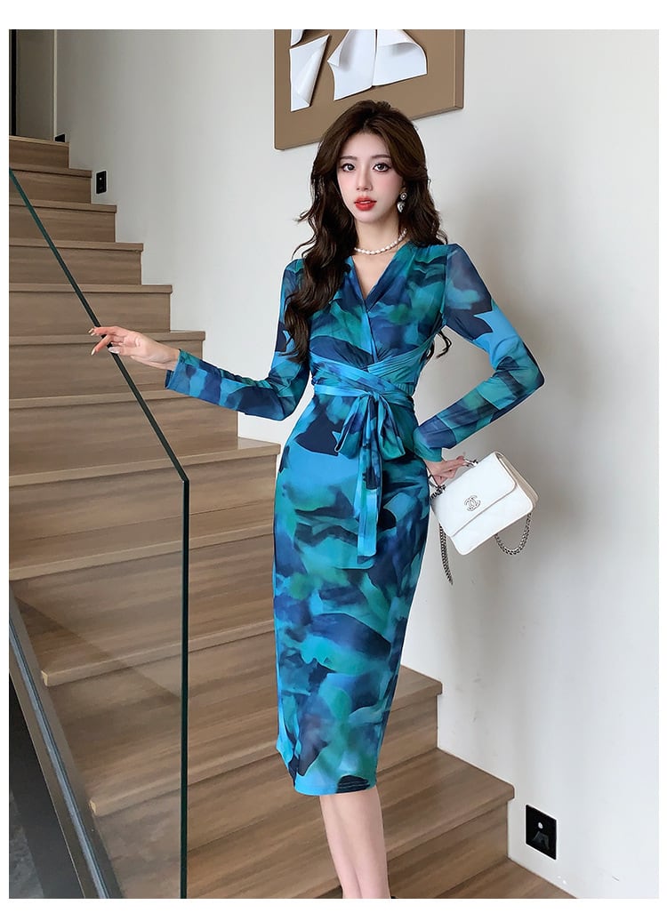 【dress】女子力アップエレガントVネックワンピース　M17432