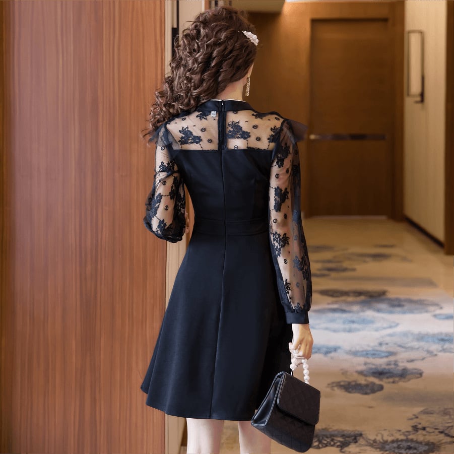【dress】 ファッションレース切り替えデートワンピース　M17426