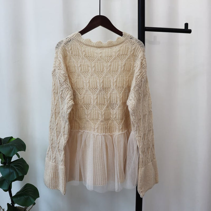 【tops】立体フラワーニットセーター　M25736
