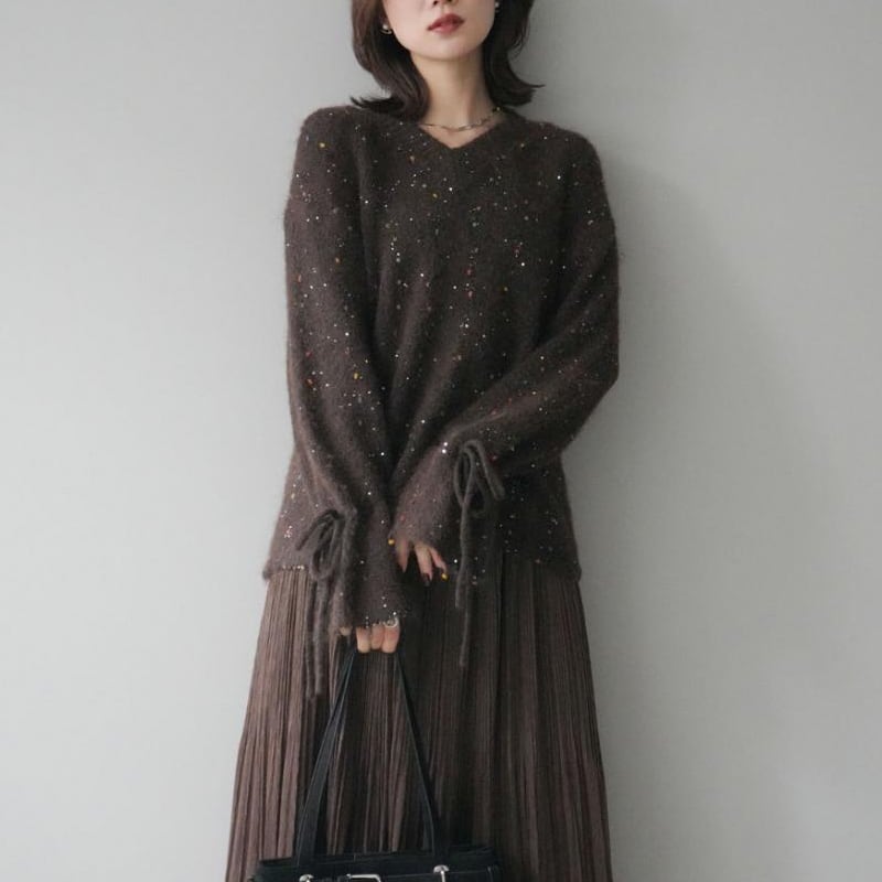 【tops】3色展開Vネックニットトップス Q7702
